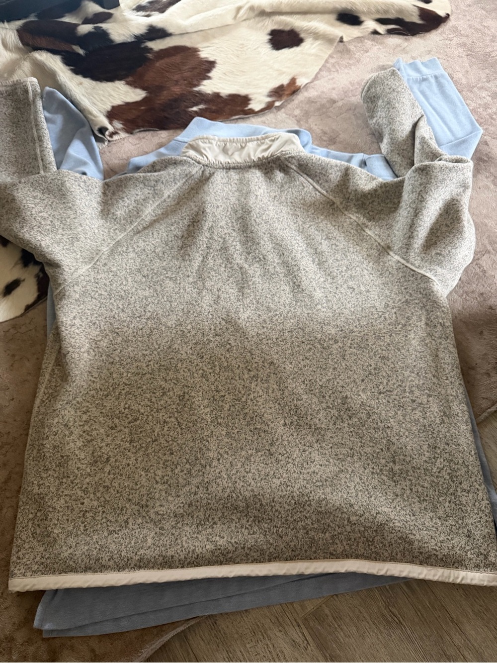 The North Face Gray and Light Blue Zip Sweatshirt